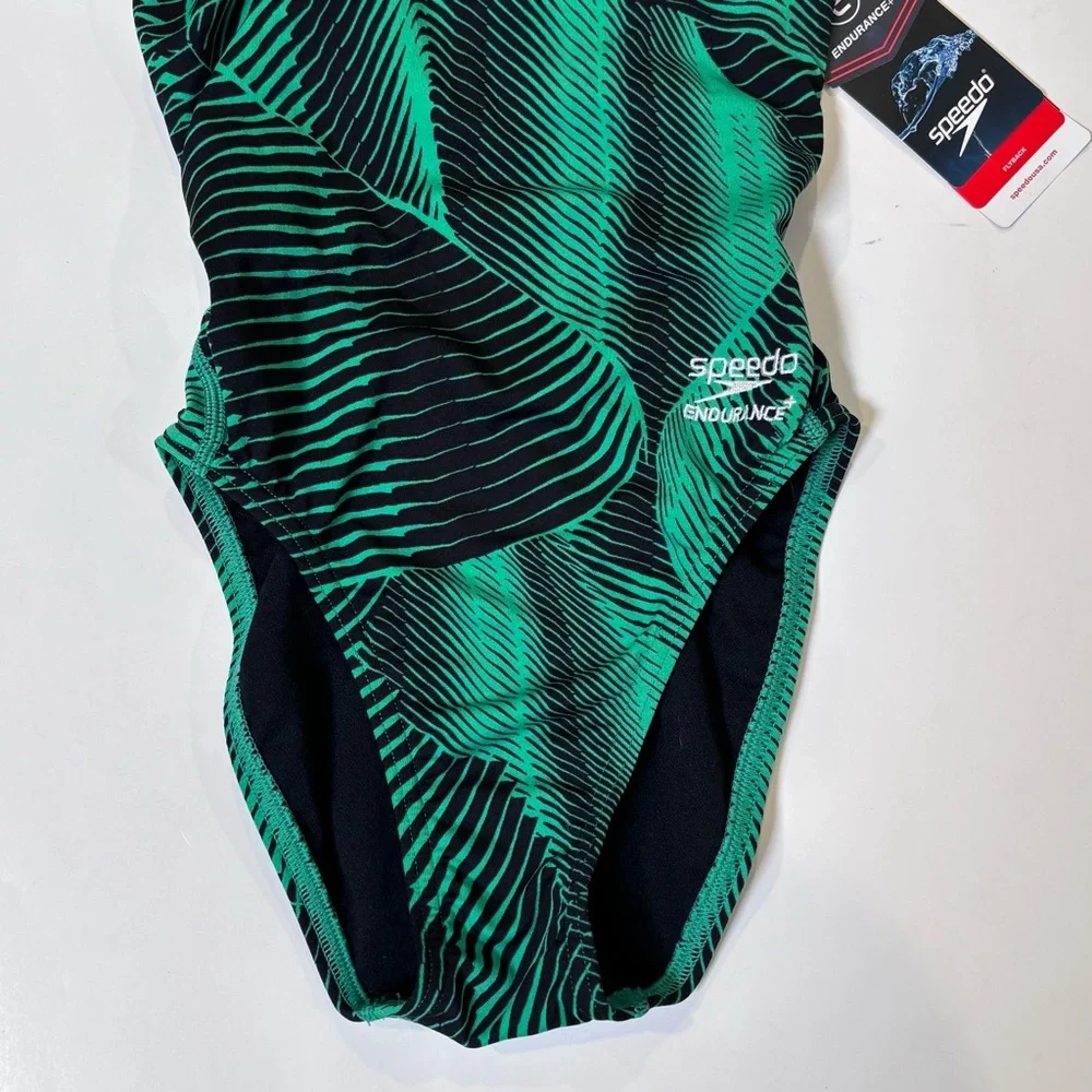 Speedo Swimsuit One Piece Endurance+Flyback Youth Competitive Blue Green S/4 - Picture 5 of 11